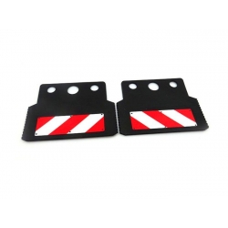 Rubber Mud Flaps pair for tamiya 1/14 RC red white sign 
