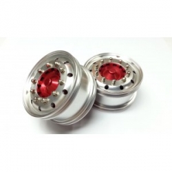 Reality Truck Alum. Wide Wheels w/red center / chrome nut (pair)