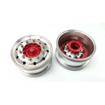 Reality Truck Alum. Wide Wheels w/red center / steel nut (pair) HEX version**