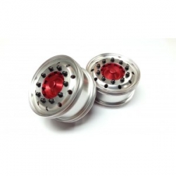 Reality Truck Alum. Wide Wheels w/red center / steel nut (pair) HEX version**