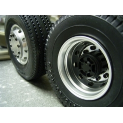 1/14 rc car truck Aluminum 7075 FRONT wheels SET  w/ tire for Tamiya Man scania R470