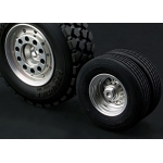 52mm ALUM LESU METAL small 60mm Wheels w/rubber tyres  for 1/14  14.50 trailer bed