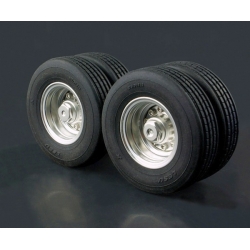 52mm ALUM LESU METAL small 60mm Wheels w/rubber tyres  for 1/14  14.50 trailer bed