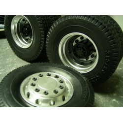 1/14 rc car truck Aluminum 7075 FRONT wheels SET  w/ tire for Tamiya Man scania R620